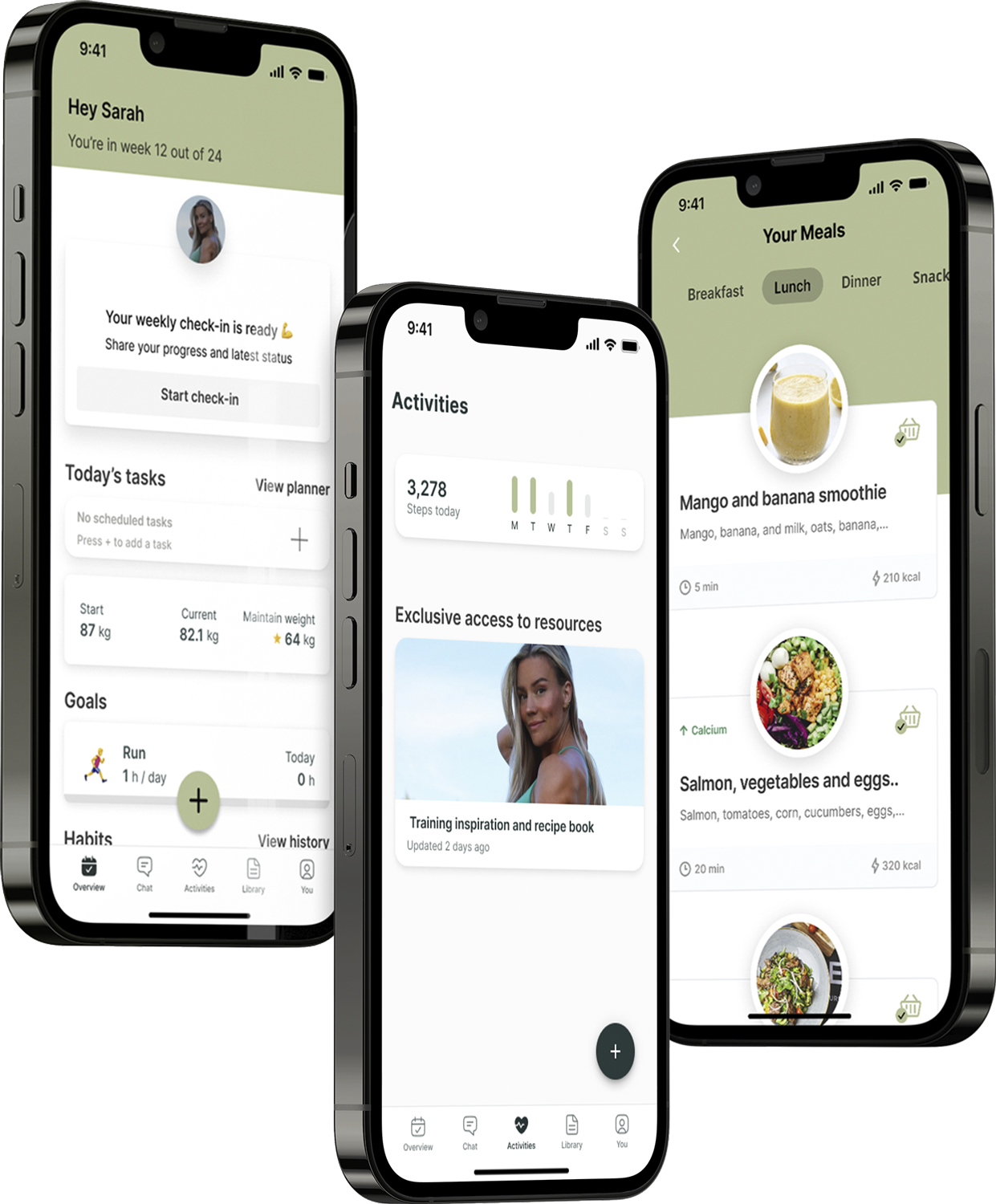 A mockup of the coaching app showcasing the features.