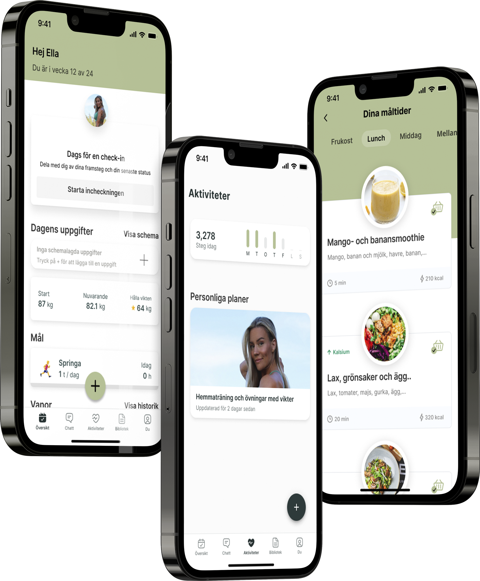 A mockup of the coaching app showcasing the features.
